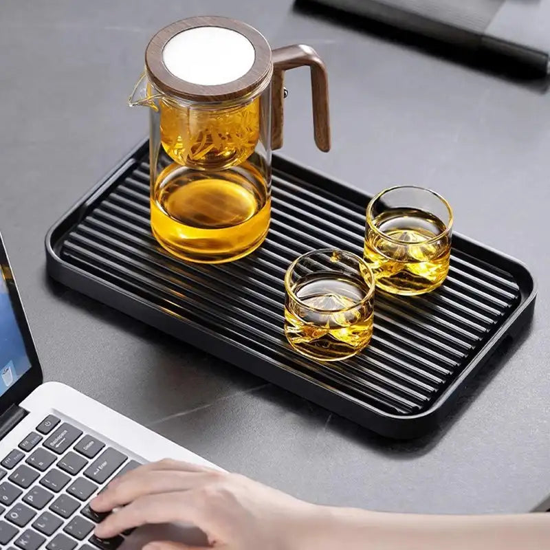 Glass Teapot with Removable Infuser Basket and Wooden Handle, Drip Free Spout