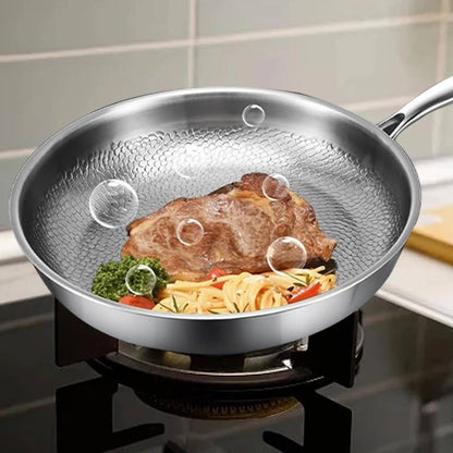 Titanium Steel Skillet with Fish Scale Texture and Thick Bottom, Multi-Stove Compatible