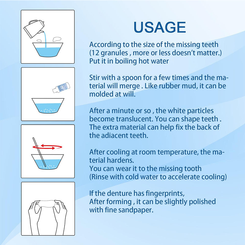 Moldable Tooth Repair Kit with Heat-Activated Polymer and Cold Setting
