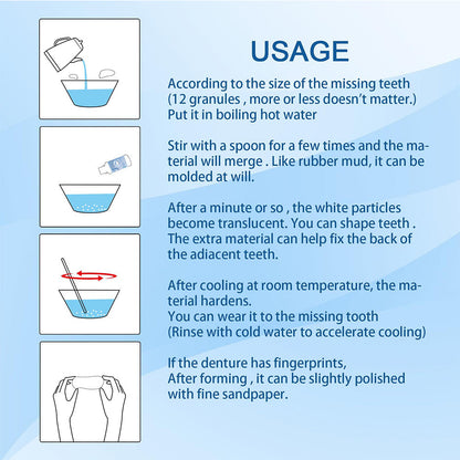 Moldable Tooth Repair Kit with Heat-Activated Polymer and Cold Setting