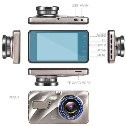 Dual Lens Dash Camera with 1080p Front and Rear Recording, 170 Degree Wide Angle