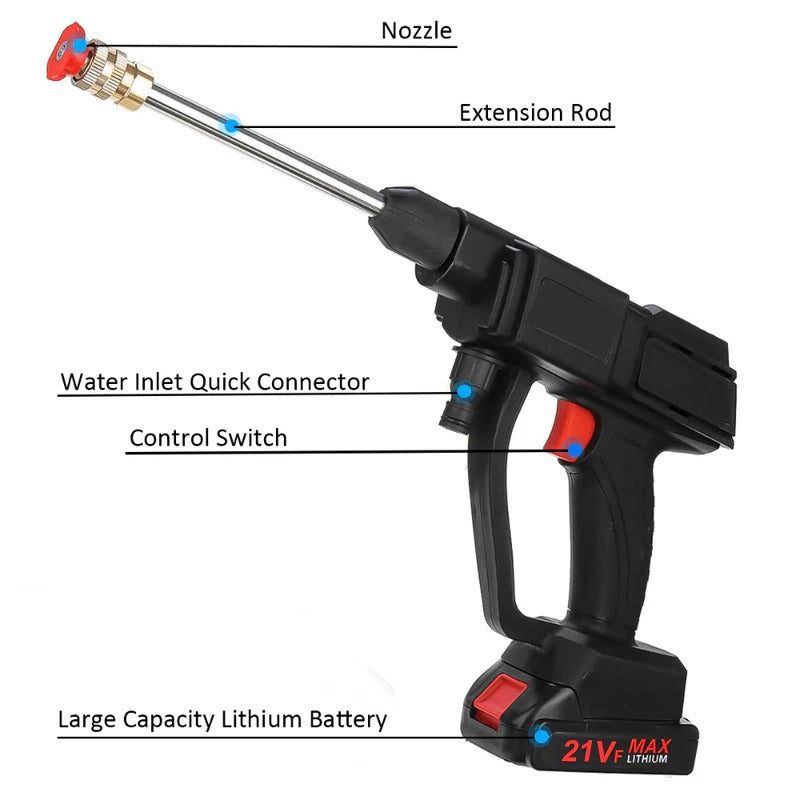 Portable Handheld Pressure Washer with Rechargeable Battery and 12000 RPM Motor