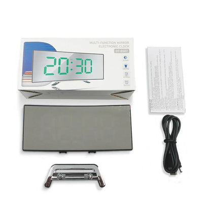 LED Digital Clock with Adjustable Brightness and Alarm, Curved Design