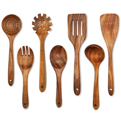 Teak Wood Kitchen Utensil Set with Nonstick Pan Protection, 4-Piece