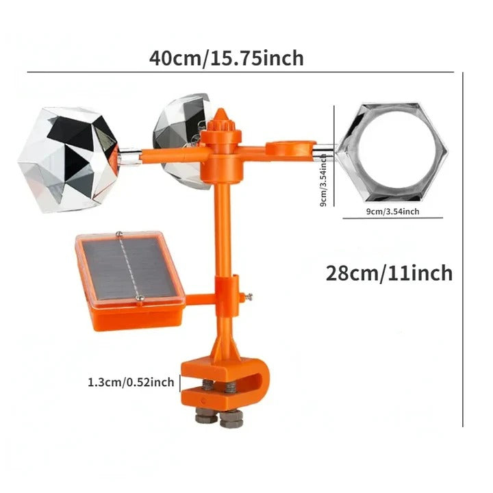 Solar Bird Repeller with Motion-Activated Sound and LED Flashing, Adjustable Telescopic Pole