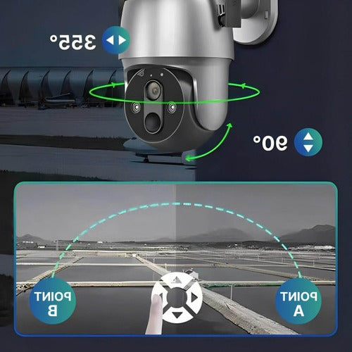 Wireless Surveillance Camera with Solar Power and Dual Axis Rotation, 1080P Color Night Vision