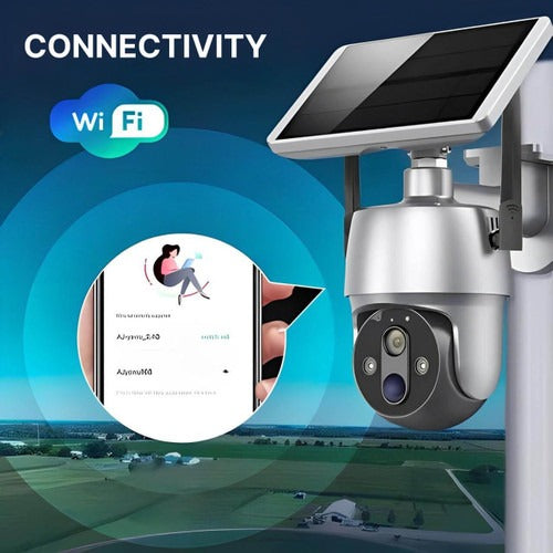 Wireless Surveillance Camera with Solar Power and Dual Axis Rotation, 1080P Color Night Vision