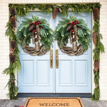 Christmas Wreath with Bohemian Vine Base and Dried Floral Accents, 17-Inch