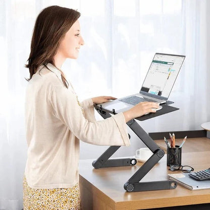Adjustable Laptop Stand with Multi-Angle Legs and Detachable Mouse Pad, Ventilated Panel