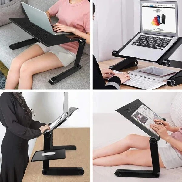 Adjustable Laptop Stand with Multi-Angle Legs and Detachable Mouse Pad, Ventilated Panel