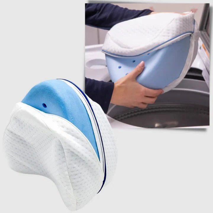 Contoured Memory Foam Leg Pillow with Breathable Cover and Machine Washable Design