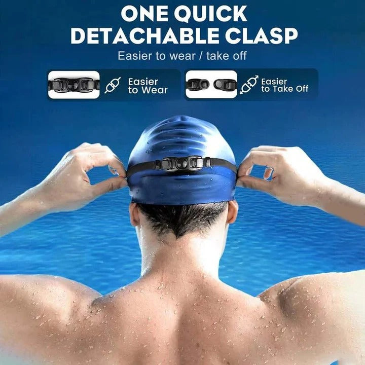 Swim Goggles with Anti-Fog Lens and Wide Frame, Adjustable Silicone Strap