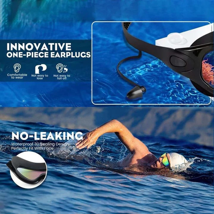 Swimming Goggles with Anti-Fog Polycarbonate Lenses and Silicone Seals