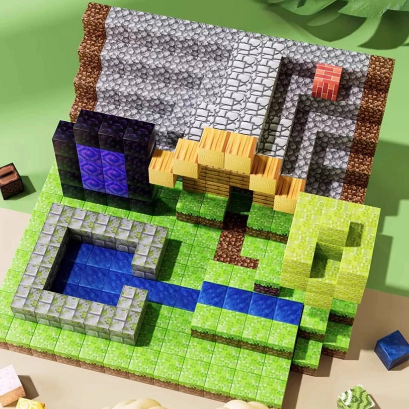 205-Piece Magnetic Building Blocks with Eight-Side Snap Connection and Character Figurines