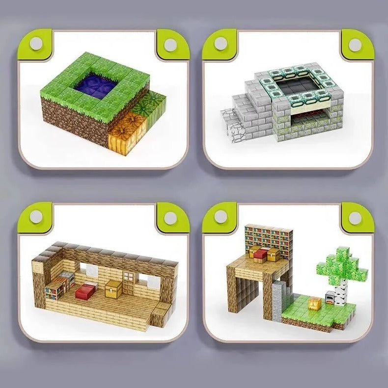 205-Piece Magnetic Building Blocks with Eight-Side Snap Connection and Character Figurines