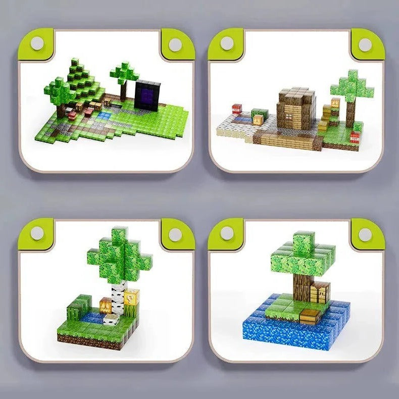 205-Piece Magnetic Building Blocks with Eight-Side Snap Connection and Character Figurines