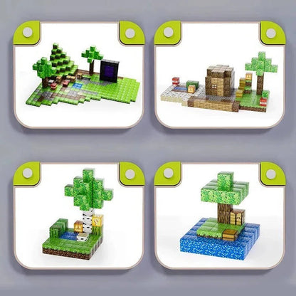 205-Piece Magnetic Building Blocks with Eight-Side Snap Connection and Character Figurines