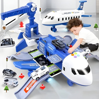 Friction Powered Cargo Plane with Interactive Lights and Sound, 20-Piece Rescue Set