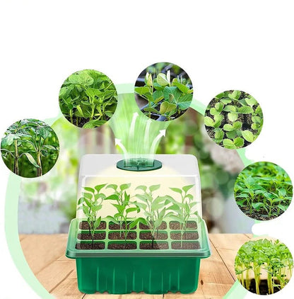 Seed Starter Tray with Full Spectrum Grow Light and Raised Dome Cover