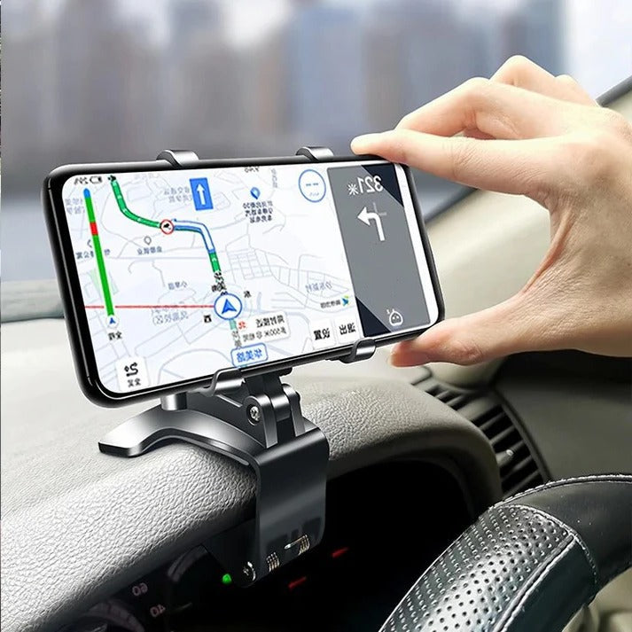 Dashboard Phone Mount with 360-Degree Rotation and Universal Grip Clasp