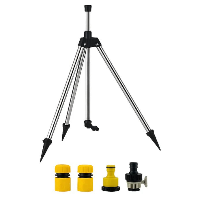 Rotating Tripod Sprinkler with Dual Spray Heads and Adjustable Height