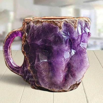 Resin Coffee Mug with Crystal-Inspired Finish and Ergonomic Handle, Dishwasher Safe