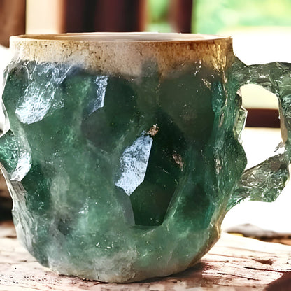 Resin Coffee Mug with Crystal-Inspired Finish and Ergonomic Handle, Dishwasher Safe