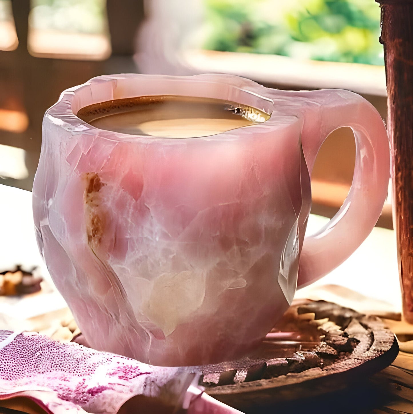 Resin Coffee Mug with Crystal-Inspired Finish and Ergonomic Handle, Dishwasher Safe