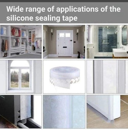 Transparent Door Seal Strip with Flexible Polymer and Self-Adhesive Backing, 196.85 Inches