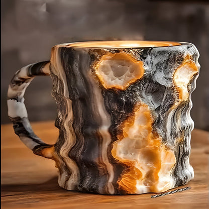 Resin Coffee Mug with Crystal-Inspired Finish and Ergonomic Handle, Dishwasher Safe