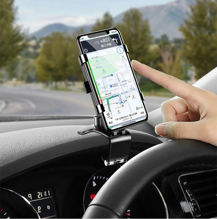 Dashboard Phone Mount with 360-Degree Rotation and Universal Grip Clasp