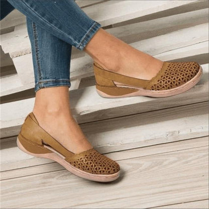 Wide Toe Box Moccasin Flats with Crossover Upper and Anatomical Insole