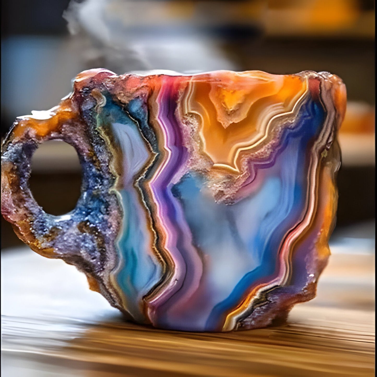 Resin Coffee Mug with Crystal-Inspired Finish and Ergonomic Handle, Dishwasher Safe
