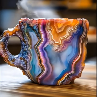 Resin Coffee Mug with Crystal-Inspired Finish and Ergonomic Handle, Dishwasher Safe