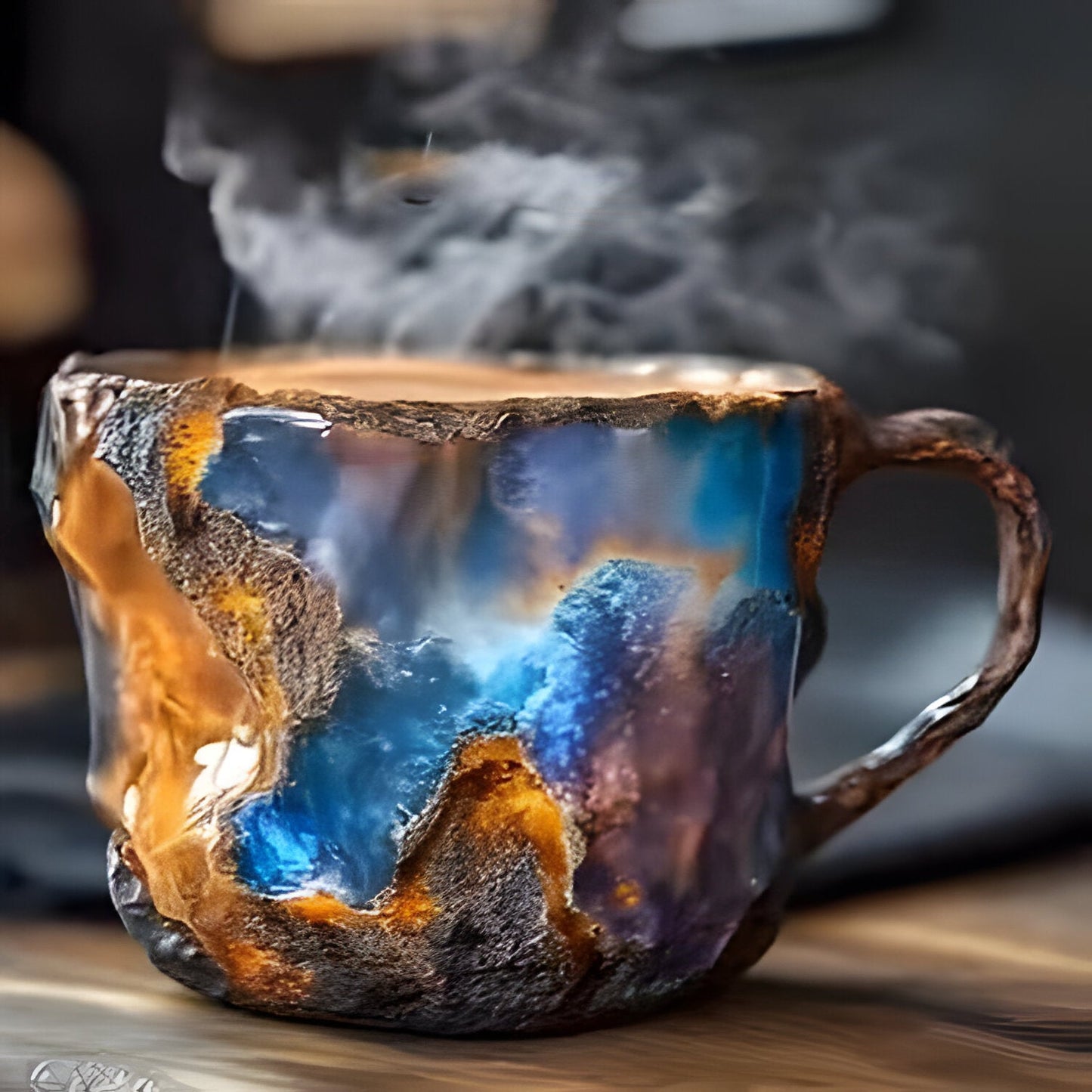 Resin Coffee Mug with Crystal-Inspired Finish and Ergonomic Handle, Dishwasher Safe