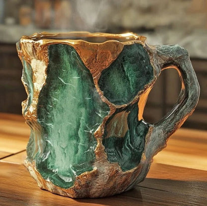 Resin Coffee Mug with Crystal-Inspired Finish and Ergonomic Handle, Dishwasher Safe