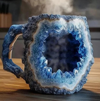 Resin Coffee Mug with Crystal-Inspired Finish and Ergonomic Handle, Dishwasher Safe