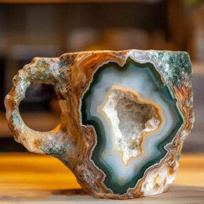 Resin Coffee Mug with Crystal-Inspired Finish and Ergonomic Handle, Dishwasher Safe