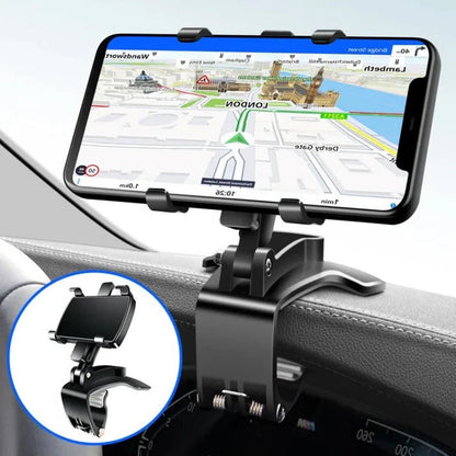 Dashboard Phone Mount with 360-Degree Rotation and Universal Grip Clasp