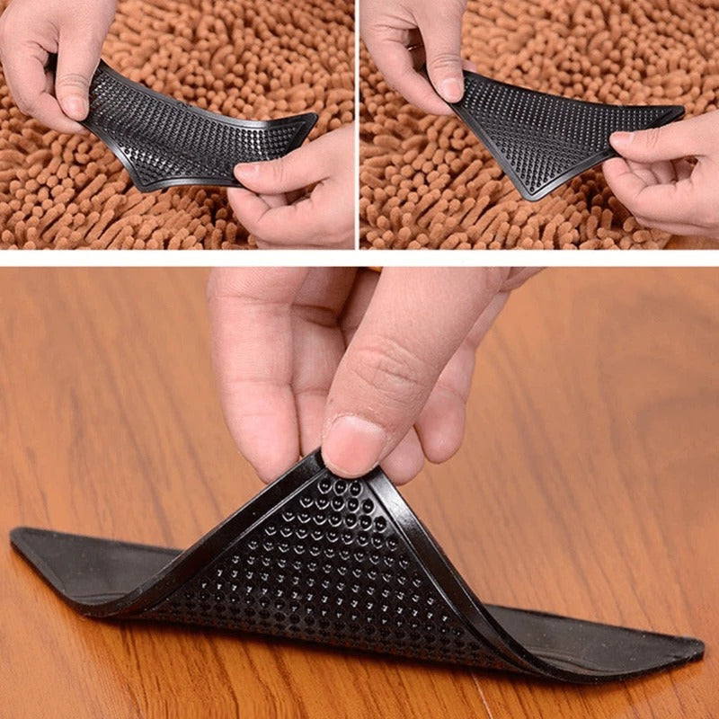 Dual-Sided Adhesive Rug Gripper Pads for Hard Floors, 2.5in Square