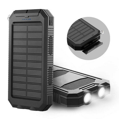 Solar Power Bank 500000mAh with Dual USB Ports and Built-in LED Lights, IP44 Waterproof
