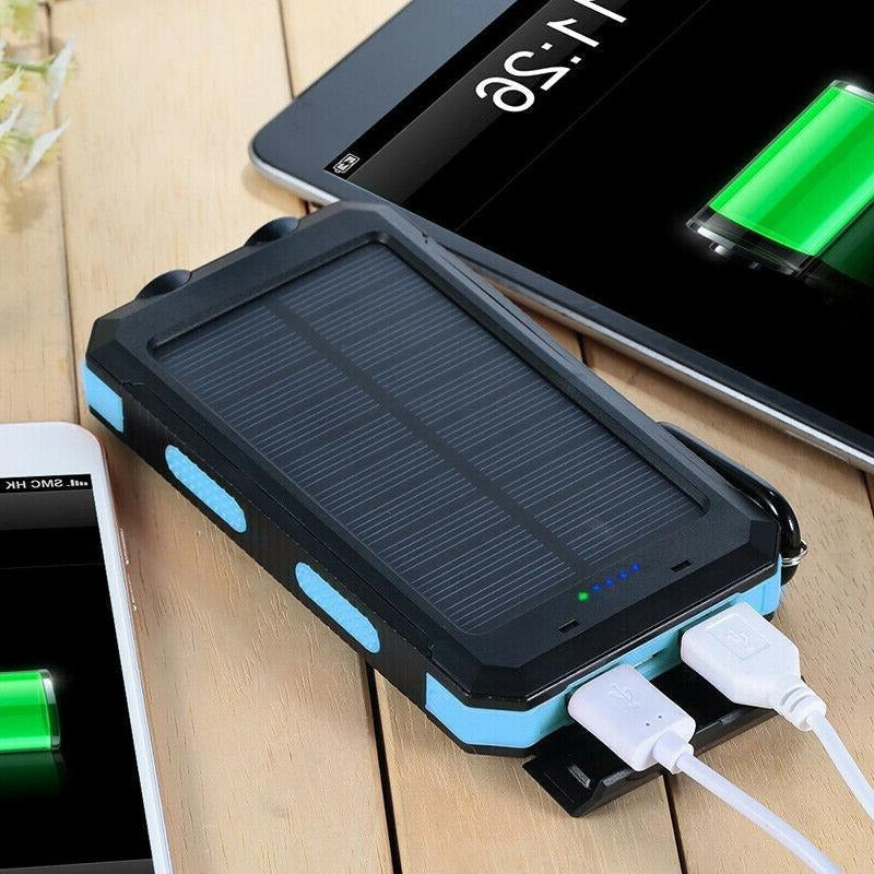 Solar Power Bank 500000mAh with Dual USB Ports and Built-in LED Lights, IP44 Waterproof