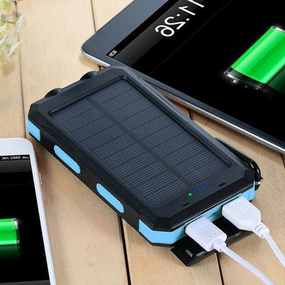 Solar Power Bank 500000mAh with Dual USB Ports and Built-in LED Lights, IP44 Waterproof