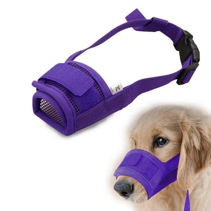 Breathable Mesh Dog Muzzle with Adjustable Strap and Nylon Construction