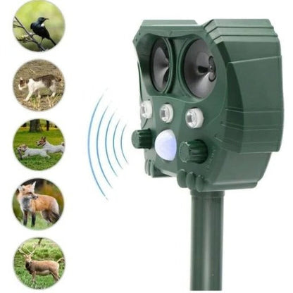 Solar-Powered Motion Activated Snake Repeller with Ultrasonic Sound and Flashing Light