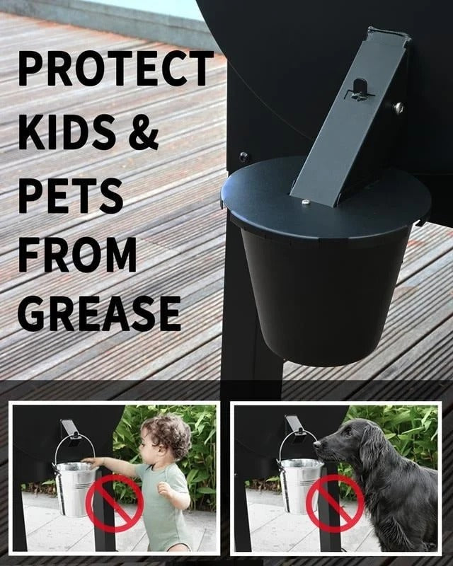 Grill Grease Collector with Reusable Liner and Fitted Lid for 1.6in Square Spouts
