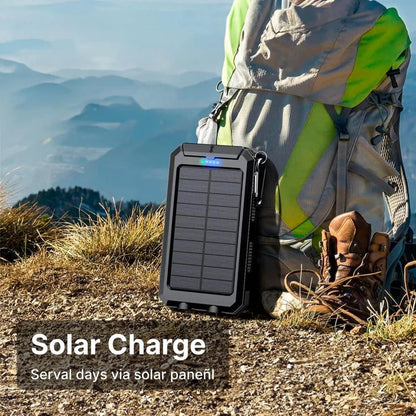 Solar Power Bank 500000mAh with Dual USB Ports and Built-in LED Lights, IP44 Waterproof