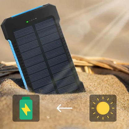 Solar Power Bank 500000mAh with Dual USB Ports and Built-in LED Lights, IP44 Waterproof