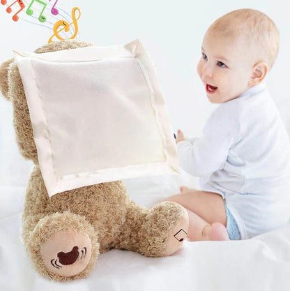 Interactive Plush Toy with Peek-A-Boo Motion and Soothing Melodies, USB Rechargeable