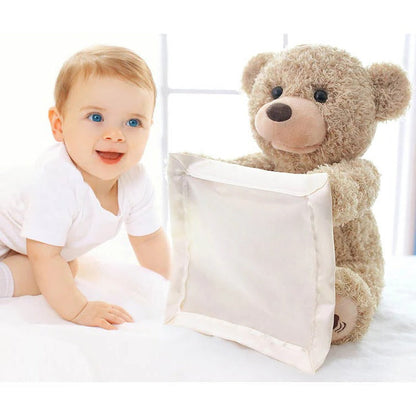 Interactive Plush Toy with Peek-A-Boo Motion and Soothing Melodies, USB Rechargeable